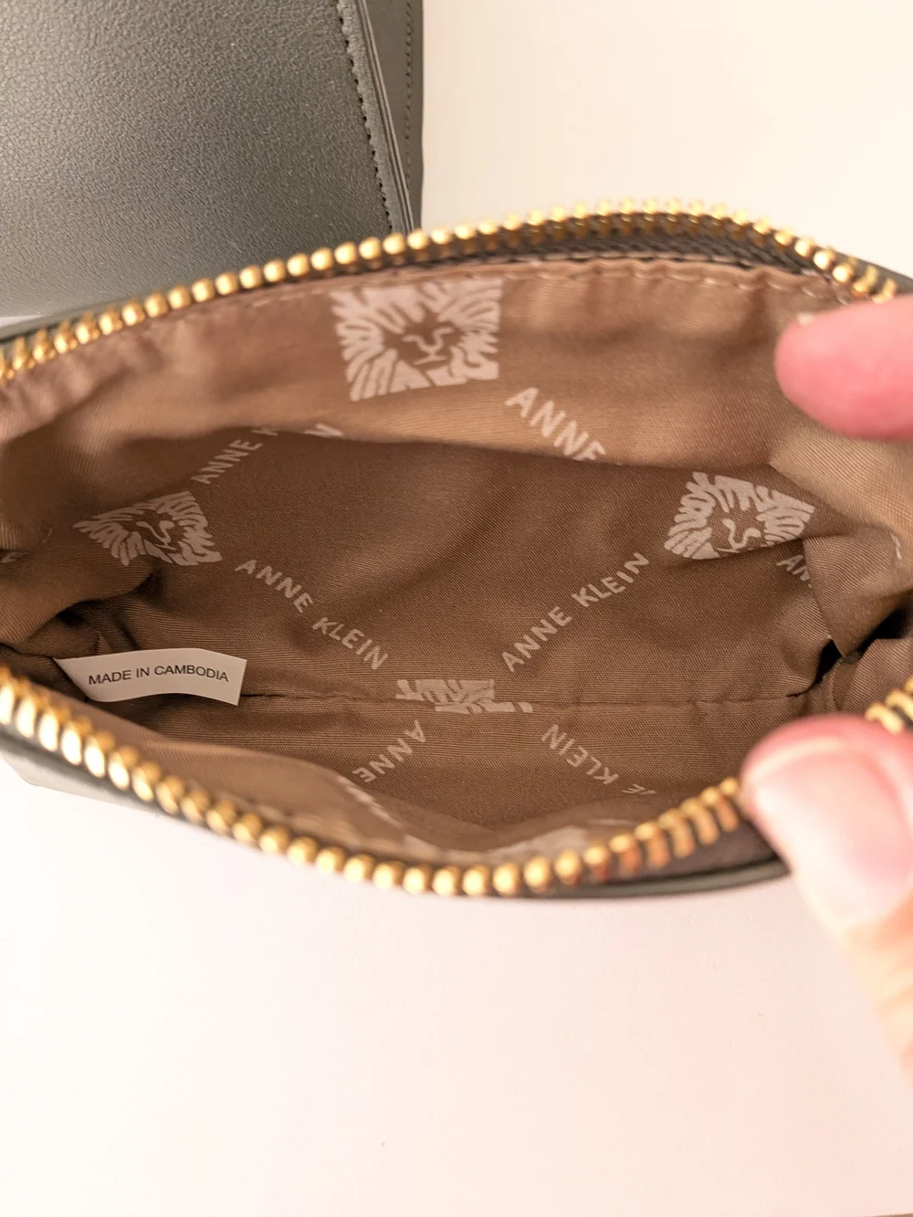 Anne Klein Dark Olive Satchel with Gold-Tone Charm